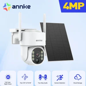 ANNKE 4MP Solar Wirelesss PT IP Camera PIR Night Vision Outdoor 4MP Dual Lens Wifi Security Camera Auto Tracking Smart Life